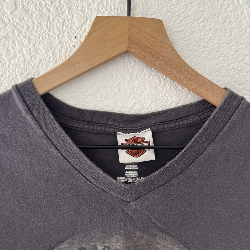 Harley Davidson Shirt Mens Sz XL Gray Helmet Skull Tee Grunge Biker Motorcycles - Picture 3 of 16